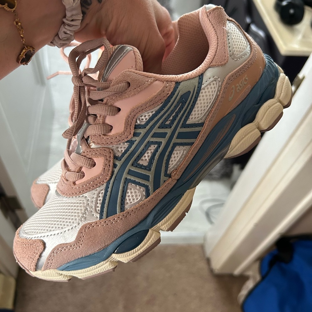 ASICS Pink and Blue Athletic Shoes with Modern Comfort